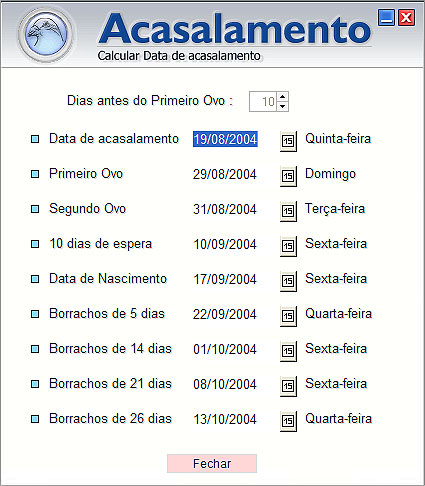 Calcular datas de acasalamento