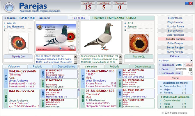 El programa gestión de palomas mensajera!