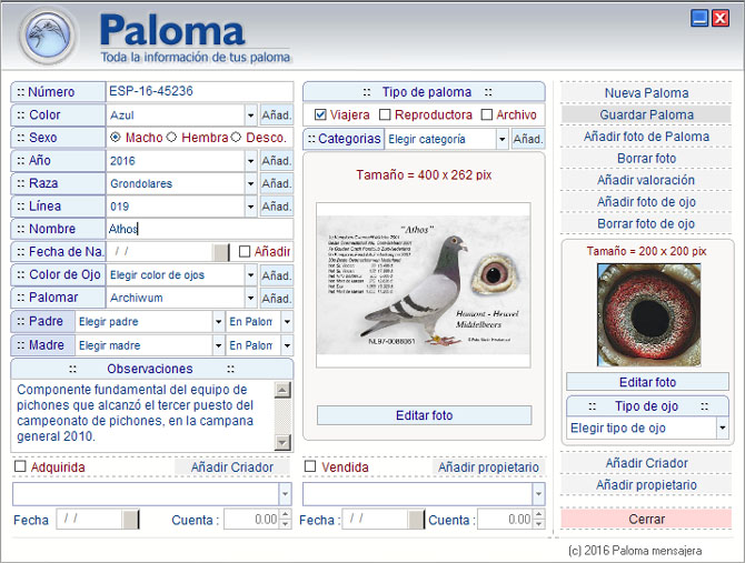 La utilización de un software para colombofilia !
